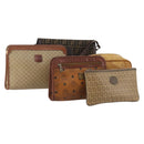 FENDI Celine MCM Clutch Bag Shoulder Bag Canvas Leather 5 Set Brown Auth gh2229-1