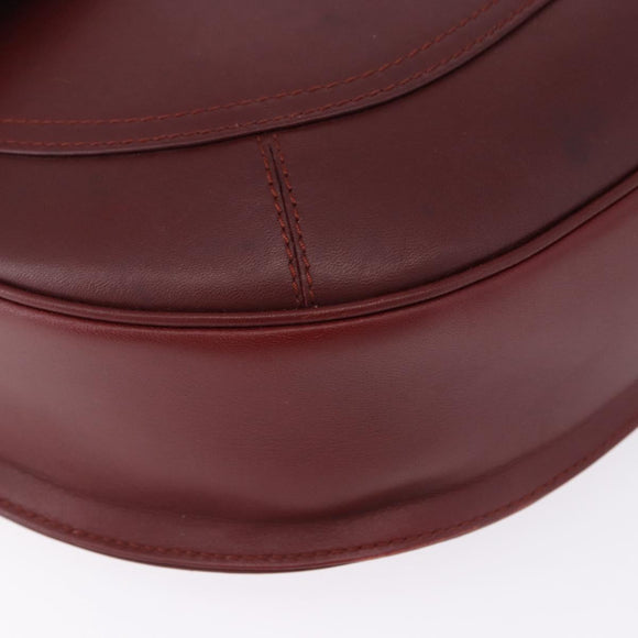 CARTIER Must Line Shoulder Bag Leather Bordeaux Gold Tone Auth gh2231
