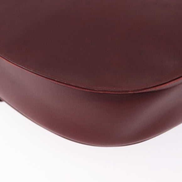 CARTIER Must Line Shoulder Bag Leather Bordeaux Gold Tone Auth gh2231