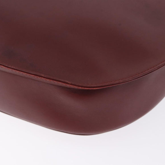 CARTIER Must Line Shoulder Bag Leather Bordeaux Gold Tone Auth gh2231