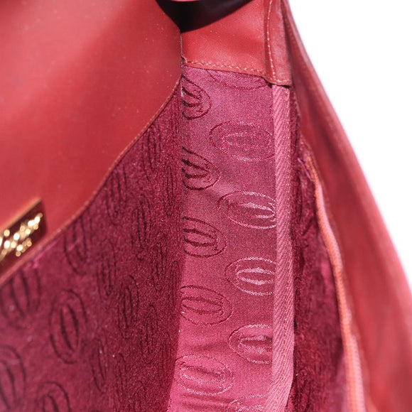 CARTIER Must Line Shoulder Bag Leather Bordeaux Gold Tone Auth gh2231