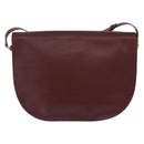 CARTIER Must Line Shoulder Bag Leather Bordeaux Gold Tone Auth gh2231-2