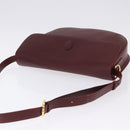 CARTIER Must Line Shoulder Bag Leather Bordeaux Gold Tone Auth gh2231-7