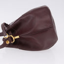 CARTIER Must Line Shoulder Bag Leather Bordeaux Gold Tone Auth gh2232-5