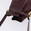 CARTIER Must Line Shoulder Bag Leather Bordeaux Gold Tone Auth gh2232-6