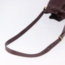 CARTIER Must Line Shoulder Bag Leather Bordeaux Gold Tone Auth gh2232-7