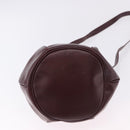 CARTIER Must Line Shoulder Bag Leather Bordeaux Gold Tone Auth gh2232-9