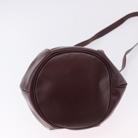 CARTIER Must Line Shoulder Bag Leather Bordeaux Gold Tone Auth gh2232