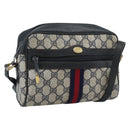 GUCCI GG Supreme Sherry Line Shoulder Bag PVC Navy Gold 72 001 3654 Auth gh2235-1