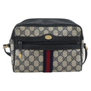 GUCCI GG Supreme Sherry Line Shoulder Bag PVC Navy Gold 72 001 3654 Auth gh2235-2