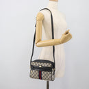 GUCCI GG Supreme Sherry Line Shoulder Bag PVC Navy Gold 72 001 3654 Auth gh2235-21