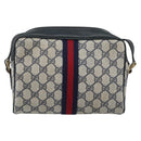 GUCCI GG Supreme Sherry Line Shoulder Bag PVC Navy Gold 72 001 3654 Auth gh2235-3