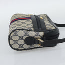 GUCCI GG Supreme Sherry Line Shoulder Bag PVC Navy Gold 72 001 3654 Auth gh2235-5