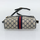 GUCCI GG Supreme Sherry Line Shoulder Bag PVC Navy Gold 72 001 3654 Auth gh2235-9