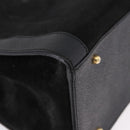 GUCCI Bamboo Hand Bag Suede Black Gold Tone 002 1186 0259 Auth gh2236-9