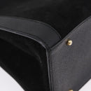 GUCCI Bamboo Hand Bag Suede Black Gold Tone 002 1186 0259 Auth gh2236-15