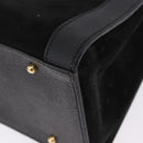 GUCCI Bamboo Hand Bag Suede Black Gold Tone 002 1186 0259 Auth gh2236-16