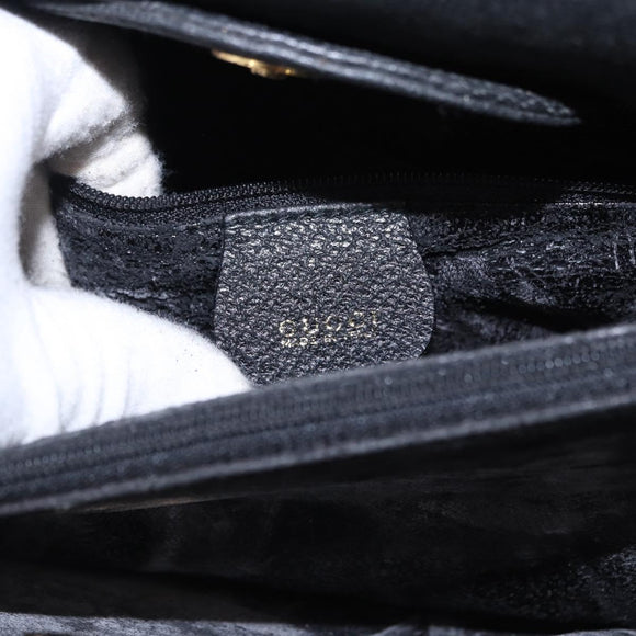 GUCCI Bamboo Hand Bag Suede Black Gold Tone 002 1186 0259 Auth gh2236