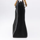 GUCCI Bamboo Hand Bag Suede Black Gold Tone 002 1186 0259 Auth gh2236-4
