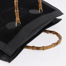 GUCCI Bamboo Hand Bag Suede Black Gold Tone 002 1186 0259 Auth gh2236-6