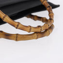 GUCCI Bamboo Hand Bag Suede Black Gold Tone 002 1186 0259 Auth gh2236-7