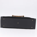 GUCCI Bamboo Hand Bag Suede Black Gold Tone 002 1186 0259 Auth gh2236-5