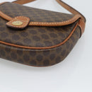 CELINE Macadam Shoulder Bag PVC Leather Brown Gold Tone Auth gh2237-10