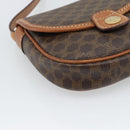 CELINE Macadam Shoulder Bag PVC Leather Brown Gold Tone Auth gh2237-11