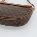 CELINE Macadam Shoulder Bag PVC Leather Brown Gold Tone Auth gh2237-12