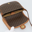 CELINE Macadam Shoulder Bag PVC Leather Brown Gold Tone Auth gh2237-14