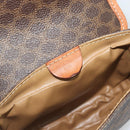 CELINE Macadam Shoulder Bag PVC Leather Brown Gold Tone Auth gh2237-15