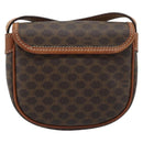 CELINE Macadam Shoulder Bag PVC Leather Brown Gold Tone Auth gh2237-3
