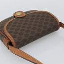 CELINE Macadam Shoulder Bag PVC Leather Brown Gold Tone Auth gh2237-6