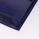 CELINE Circle Shoulder Bag Leather Blue Gold Tone Auth gh2238-11