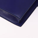 CELINE Circle Shoulder Bag Leather Blue Gold Tone Auth gh2238-13