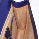CELINE Circle Shoulder Bag Leather Blue Gold Tone Auth gh2238-18