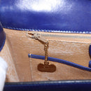 CELINE Circle Shoulder Bag Leather Blue Gold Tone Auth gh2238-20