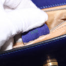 CELINE Circle Shoulder Bag Leather Blue Gold Tone Auth gh2238-22