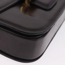 CELINE Shoulder Bag Leather Dark Brown Gold Tone Auth gh2239-10