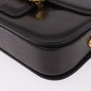 CELINE Shoulder Bag Leather Dark Brown Gold Tone Auth gh2239-11