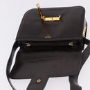 CELINE Shoulder Bag Leather Dark Brown Gold Tone Auth gh2239-15