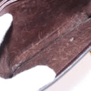 CELINE Shoulder Bag Leather Dark Brown Gold Tone Auth gh2239-21