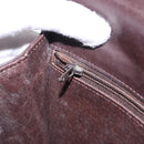 CELINE Shoulder Bag Leather Dark Brown Gold Tone Auth gh2239-22