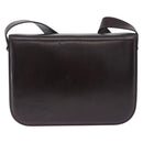 CELINE Shoulder Bag Leather Dark Brown Gold Tone Auth gh2239-3