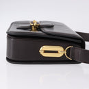 CELINE Shoulder Bag Leather Dark Brown Gold Tone Auth gh2239-4