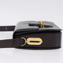 CELINE Shoulder Bag Leather Dark Brown Gold Tone Auth gh2239-5