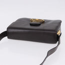 CELINE Shoulder Bag Leather Dark Brown Gold Tone Auth gh2239-6