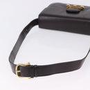 CELINE Shoulder Bag Leather Dark Brown Gold Tone Auth gh2239-7