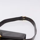 CELINE Shoulder Bag Leather Dark Brown Gold Tone Auth gh2239-8