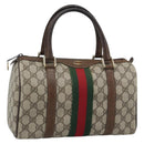 GUCCI GG Supreme Web Sherry Line Boston Bag PVC Beige 20 012 3841 Auth gh2240-1